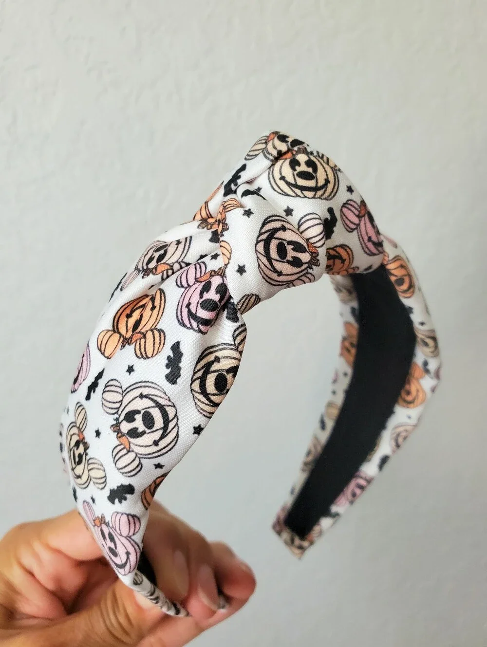 Handmade Mickey Mouse Halloween Pumpkin Heads Knotted Headband Not So Scary